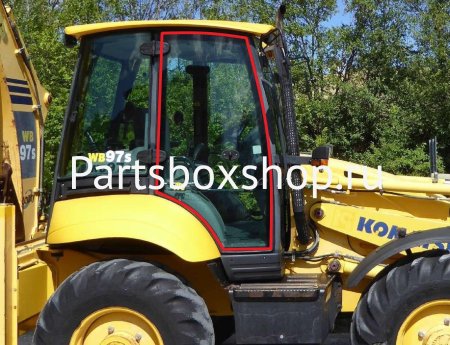 Стекло дверное правое Komatsu WB93R-5, WB93S-5, WB97R-5, WB97S-5 KMK