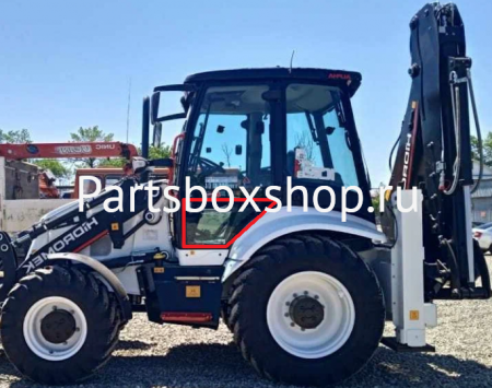 Стекло дверь нижнее левое ТЗ Hidromek 102b, 102s, 105 KMK